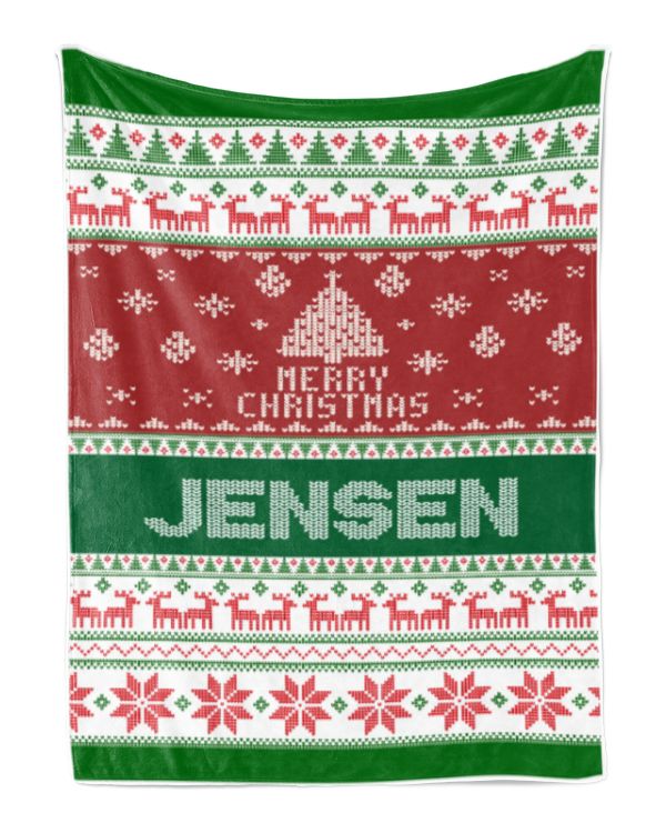Merry Christmas Fleece Blanket, Personalized Christmas Blanket Gifts for Fbus02125 Jensen XMASBL01