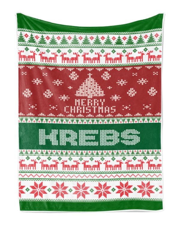 Merry Christmas Fleece Blanket, Personalized Christmas Blanket Gifts for Fbus01607 Krebs XMASBL01