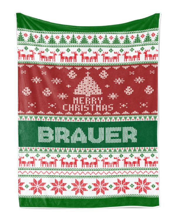 Merry Christmas Fleece Blanket, Personalized Christmas Blanket Gifts for Fbus07546 Brauer XMASBL01