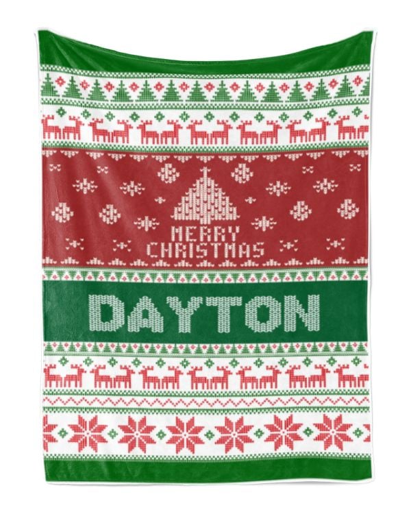 Merry Christmas Fleece Blanket, Personalized Christmas Blanket Gifts for Fbus02844 Dayton XMASBL01