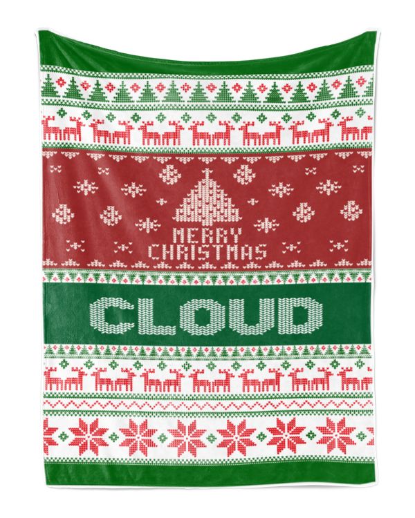 Merry Christmas Fleece Blanket, Personalized Christmas Blanket Gifts for Fbus01599 Cloud XMASBL01