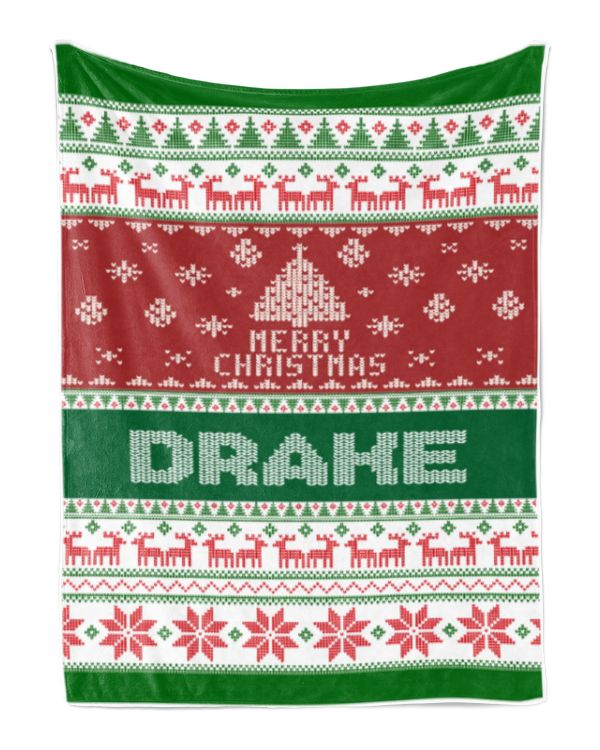Merry Christmas Fleece Blanket, Personalized Christmas Blanket Gifts for Fbus01205 Drake XMASBL01