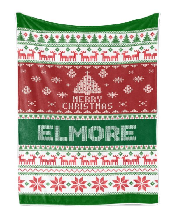 Merry Christmas Fleece Blanket, Personalized Christmas Blanket Gifts for Fbus02681 Elmore XMASBL01