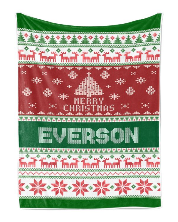 Merry Christmas Fleece Blanket, Personalized Christmas Blanket Gifts for Fbus03827 Everson XMASBL01