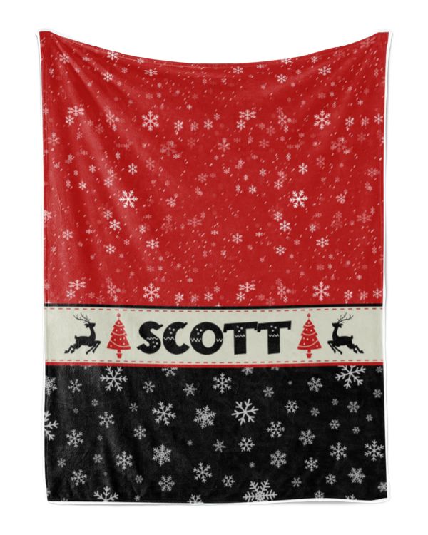 Personalized Christmas Blanket, Xmas Holiday Blanket, Custom Soft Cozy Sherpa Fleece Throw Blankets, Christmas Gift for Fbus01466 Scott XMASBL03