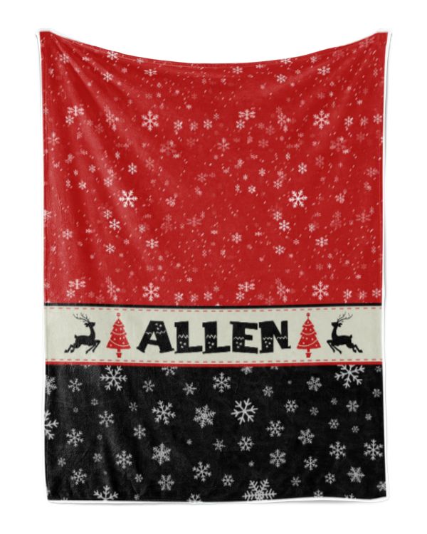 Personalized Christmas Blanket, Xmas Holiday Blanket, Custom Soft Cozy Sherpa Fleece Throw Blankets, Christmas Gift for Fbus01766 Allen XMASBL03