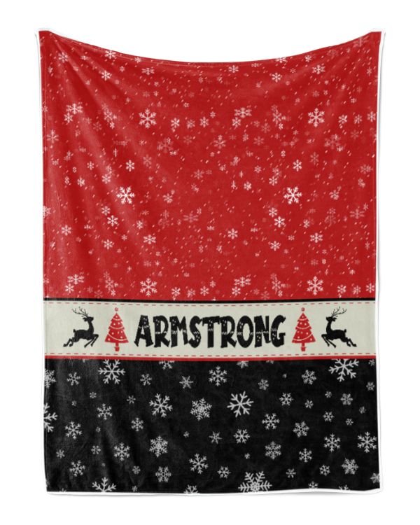 Personalized Christmas Blanket, Xmas Holiday Blanket, Custom Soft Cozy Sherpa Fleece Throw Blankets, Christmas Gift for Fbus04748 Armstrong XMASBL03