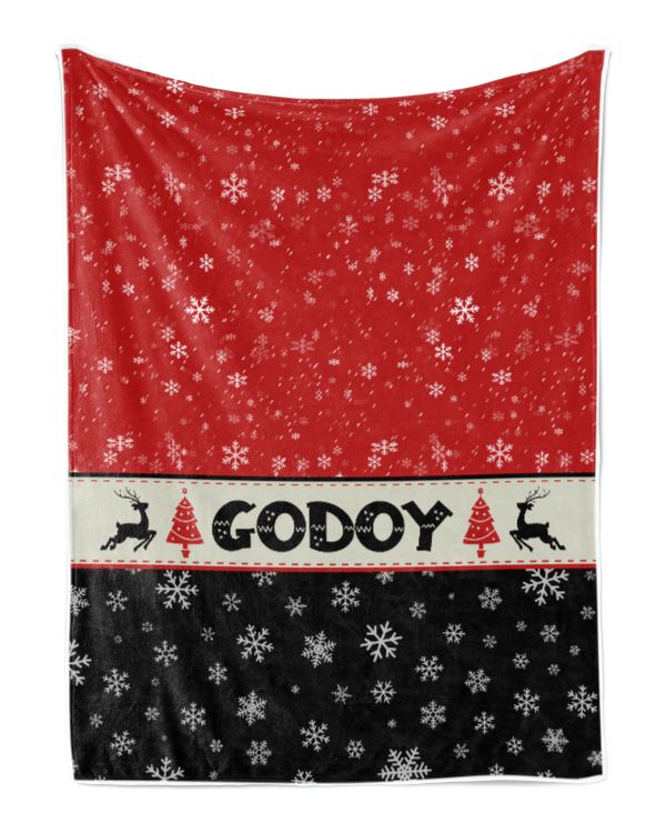 Personalized Christmas Blanket, Xmas Holiday Blanket, Custom Soft Cozy Sherpa Fleece Throw Blankets, Christmas Gift for Fbus00917 Godoy XMASBL03