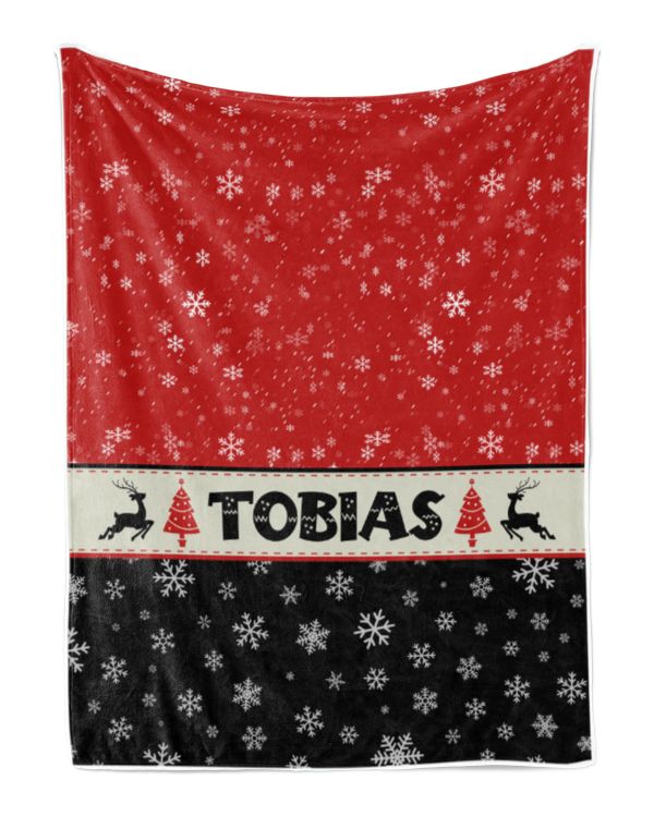 Personalized Christmas Blanket, Xmas Holiday Blanket, Custom Soft Cozy Sherpa Fleece Throw Blankets, Christmas Gift for Fbus02988 Tobias XMASBL03