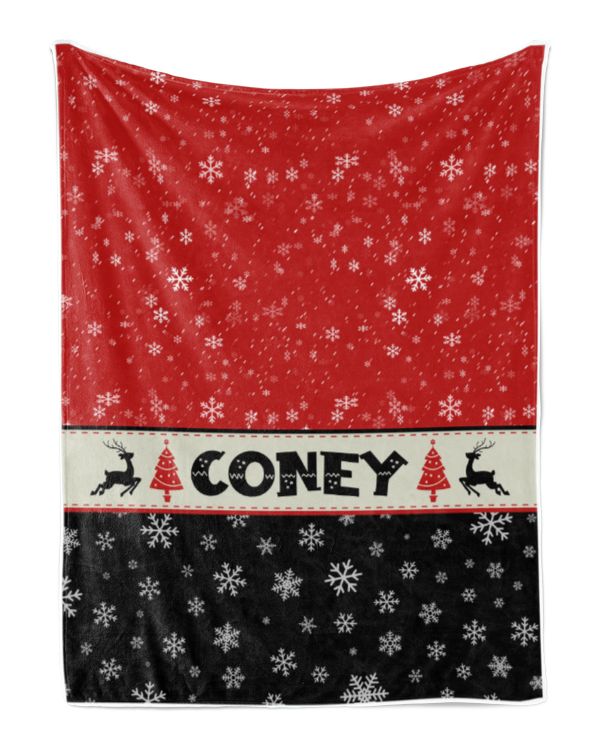 Personalized Christmas Blanket, Xmas Holiday Blanket, Custom Soft Cozy Sherpa Fleece Throw Blankets, Christmas Gift for Fbus06482 Coney XMASBL03