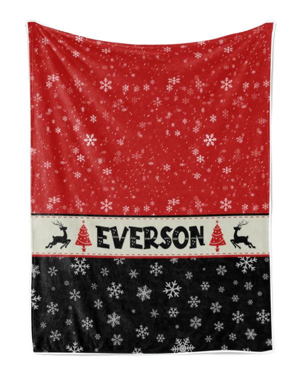 Personalized Christmas Blanket, Xmas Holiday Blanket, Custom Soft Cozy Sherpa Fleece Throw Blankets, Christmas Gift for Fbus03827 Everson XMASBL03