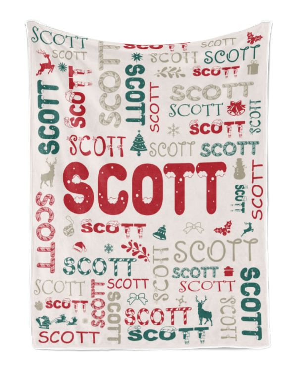 Personalized Christmas Blanket with Name, Custom Name Blanket for Baby, Custom Blanket with Christmas Tree, Christmas Gift for Fbus01466 Scott XMASBL02