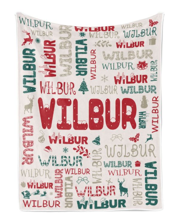 Personalized Christmas Blanket with Name, Custom Name Blanket for Baby, Custom Blanket with Christmas Tree, Christmas Gift for Fbus02662 Wilbur XMASBL02