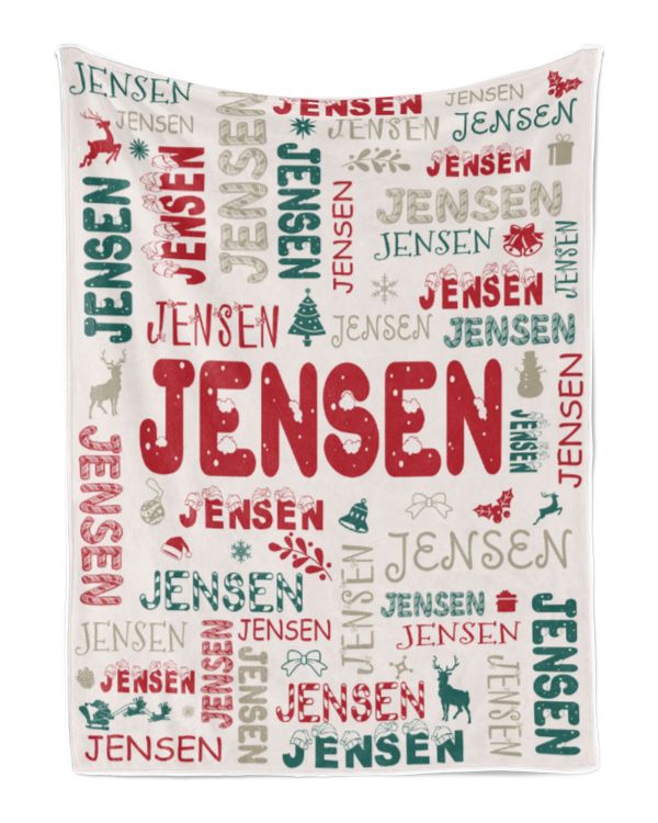 Personalized Christmas Blanket with Name, Custom Name Blanket for Baby, Custom Blanket with Christmas Tree, Christmas Gift for Fbus02125 Jensen XMASBL02