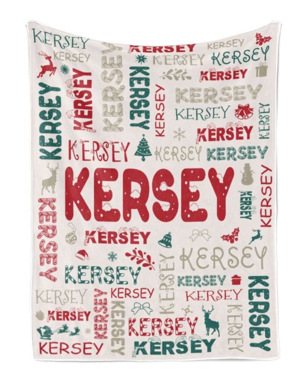 Personalized Christmas Blanket with Name, Custom Name Blanket for Baby, Custom Blanket with Christmas Tree, Christmas Gift for Fbus02781 Kersey XMASBL02