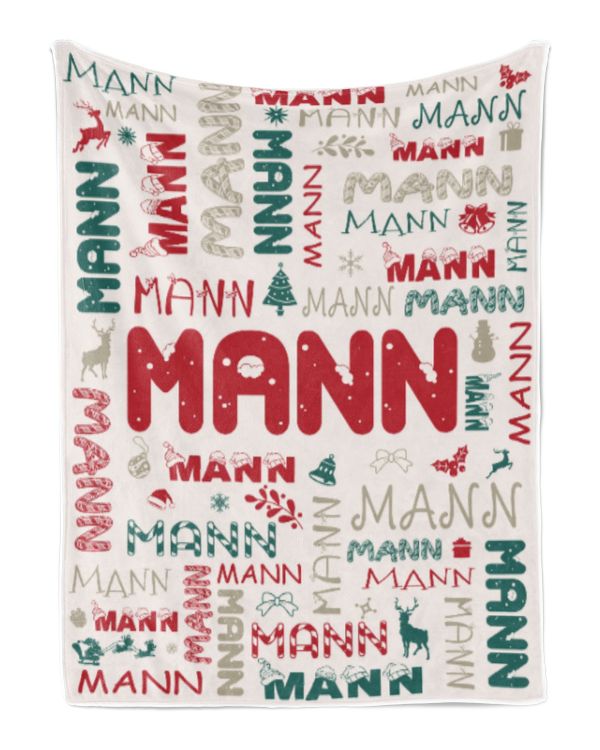 Personalized Christmas Blanket with Name, Custom Name Blanket for Baby, Custom Blanket with Christmas Tree, Christmas Gift for Fbus00651 Mann XMASBL02