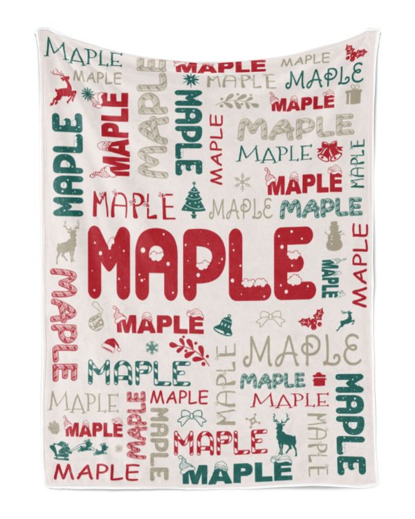 Personalized Christmas Blanket with Name, Custom Name Blanket for Baby, Custom Blanket with Christmas Tree, Christmas Gift for Fbus09632 Maple XMASBL02
