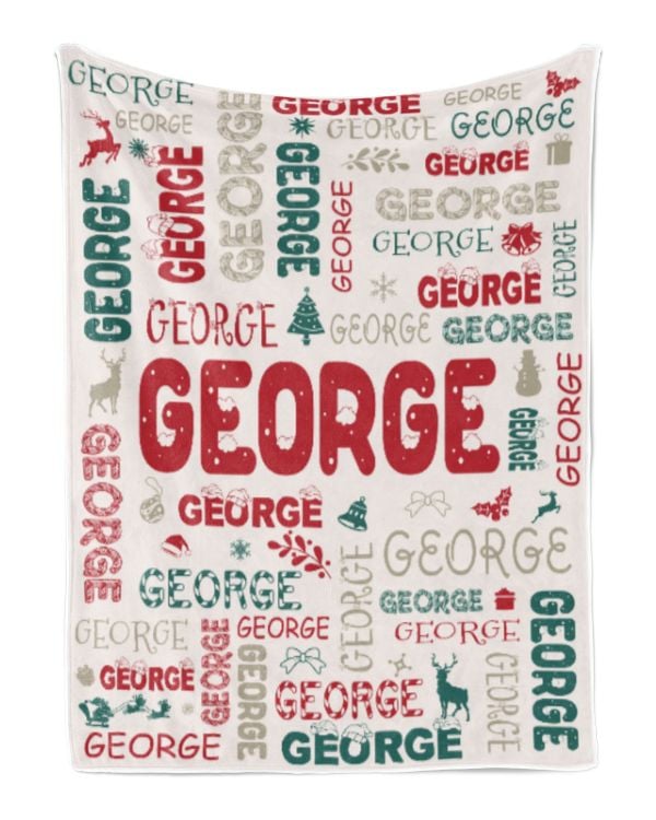 Personalized Christmas Blanket with Name, Custom Name Blanket for Baby, Custom Blanket with Christmas Tree, Christmas Gift for Fbus02439 George XMASBL02