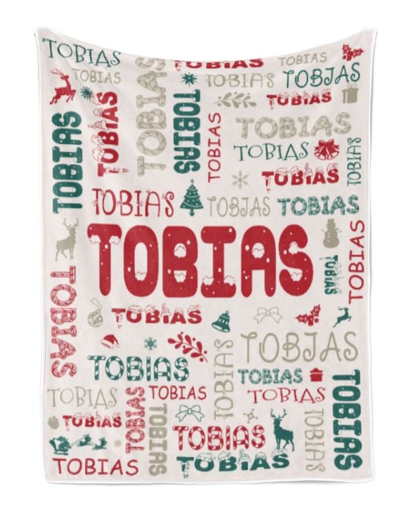 Personalized Christmas Blanket with Name, Custom Name Blanket for Baby, Custom Blanket with Christmas Tree, Christmas Gift for Fbus02988 Tobias XMASBL02