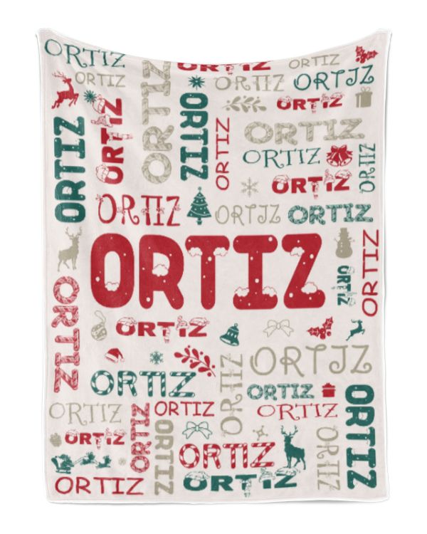 Personalized Christmas Blanket with Name, Custom Name Blanket for Baby, Custom Blanket with Christmas Tree, Christmas Gift for Fbus01391 Ortiz XMASBL02