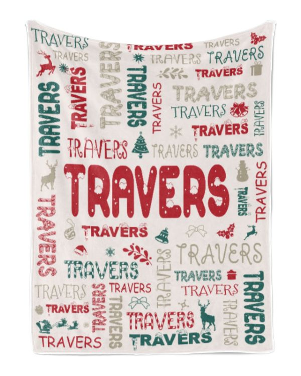 Personalized Christmas Blanket with Name, Custom Name Blanket for Baby, Custom Blanket with Christmas Tree, Christmas Gift for Fbus03577 Travers XMASBL02