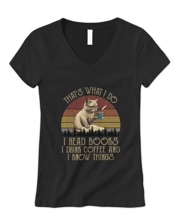 Cat Read Book And Drink Coffee Shirt,Funny Cat Gift For Girl,Women Shirt