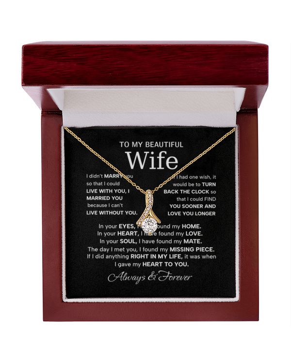 To My Beautiful Wife - Forever Love Heart Necklace Gift