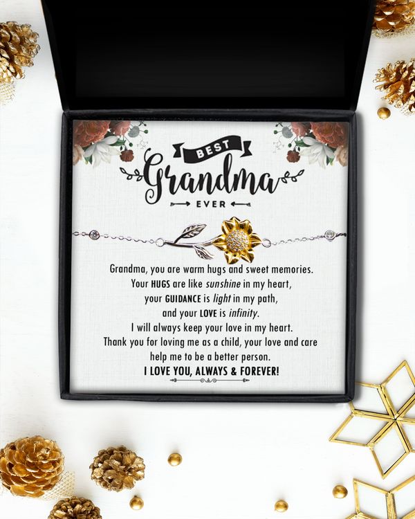 Grandma Gift, Grandma Sunflower Bracelet, Grandmother's Bracelet Gift on Birthday, Best Grandma Ever Jewelry.