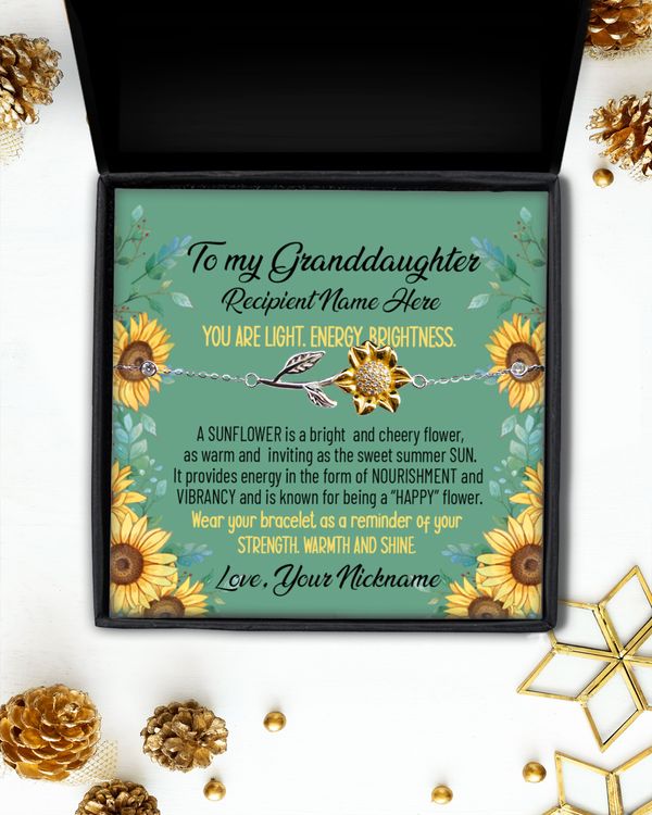Sunflower Bracelet - To My Granddaughter Gift From Grandmother, Grandma And Granddaughter Necklace, Granddaughter Birthdays Gift.