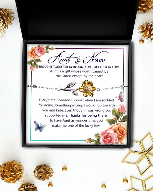Aunt Niece Jewelry for Aunt, Sunflower Bracelet for Aunt from Niece, Aunt Mothers Day Gift, Birthday Gift for Aunt