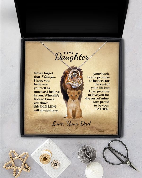 Personalized Necklace From Dad To Daughter - Lion Dad Proud of You Little Girl