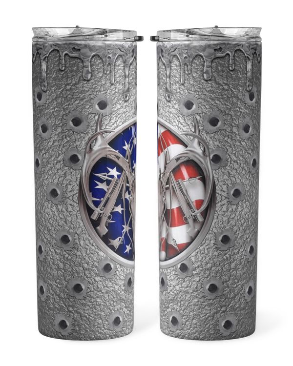 Skinny Tumbler Hunting Deer Silver
