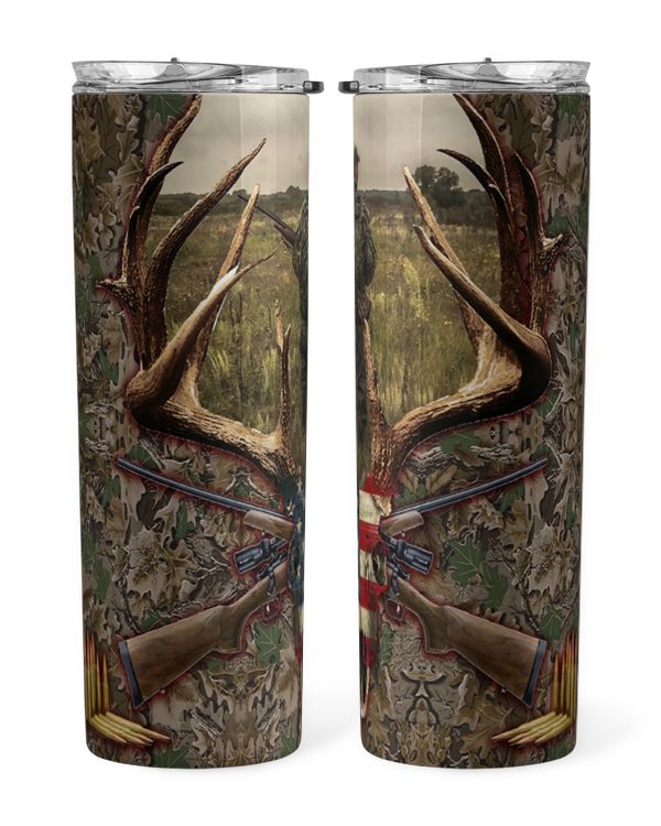 Skinny Tumbler American Hunting Deer Silver