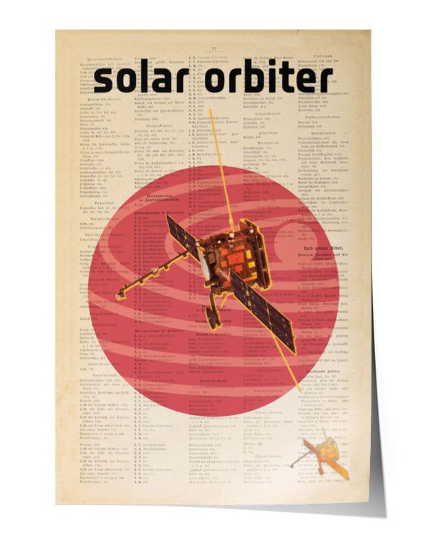 Solar Orbiter Sun Observing Satellite Vintage Poster,satellite And Space Exploration Poster, Space Wall Art