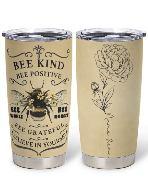 Bee Kind, Bee Positive - Personalized Tumbler