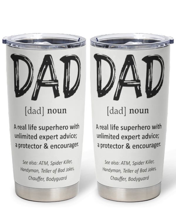 Dad Definition 20 Oz Insulated Tumbler Mug Travel Cup for Fathers Day, Birthday Gift, Father Drinkware Flasks